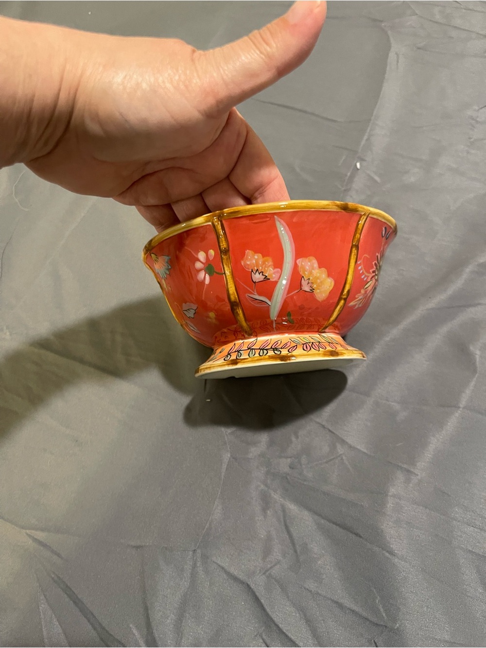 Tracy Porter Artesian Road 6 3/8” Soup Cereal Bowl Footed Floral Hand Painted